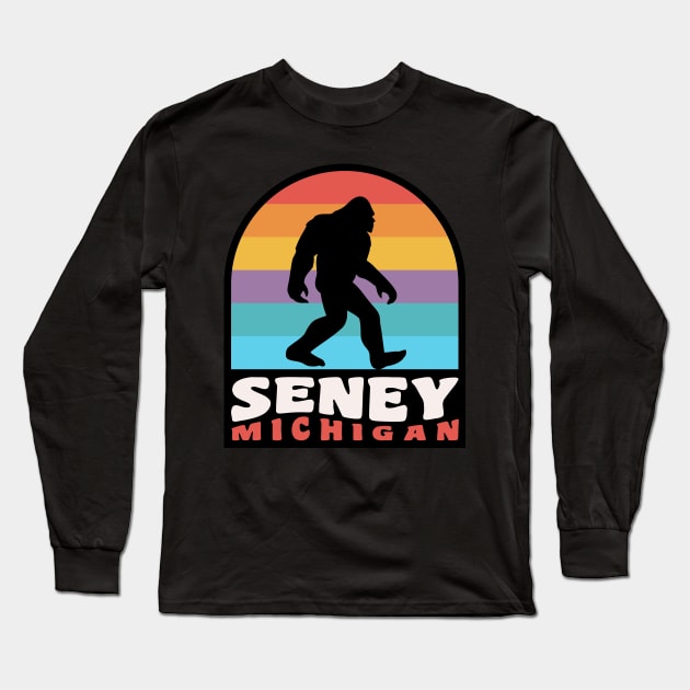 Seney Michigan Upper Peninsula Bigfoot Sasquatch Long Sleeve T-Shirt by PodDesignShop